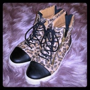 Leopard print high tops